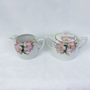 Vintage Noritake Floral Cream and Sugar Set